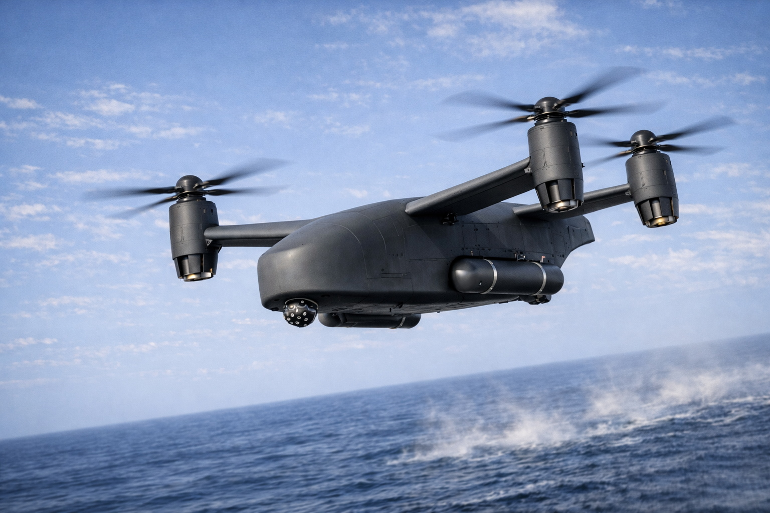 ICARUS Atlas heavy-lift hybrid multirotor on maritime patrol