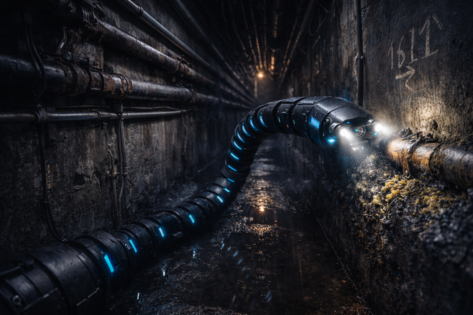 CoreHound robot inspecting underground utility tunnel