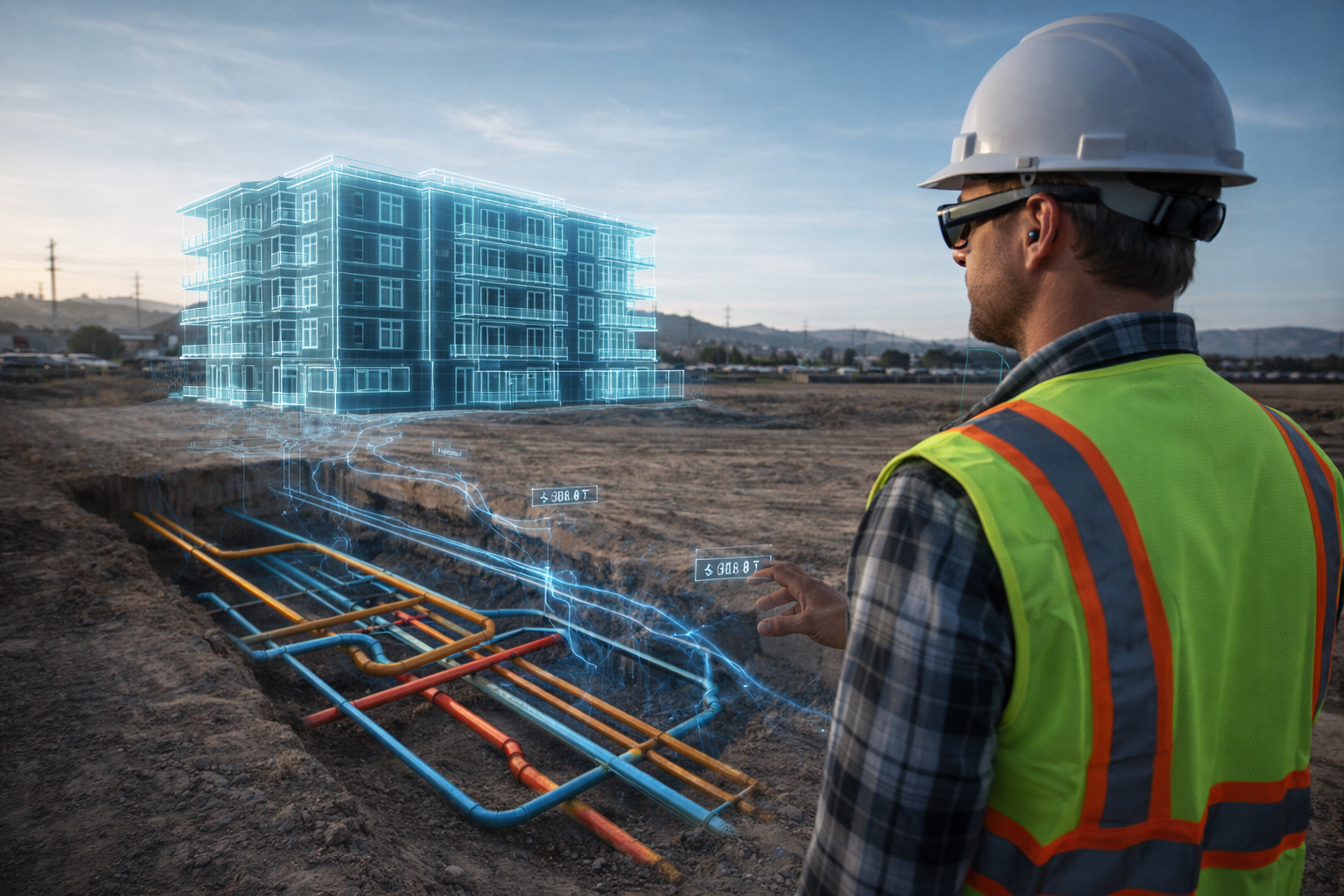 PRISM AR construction BIM overlay on building site