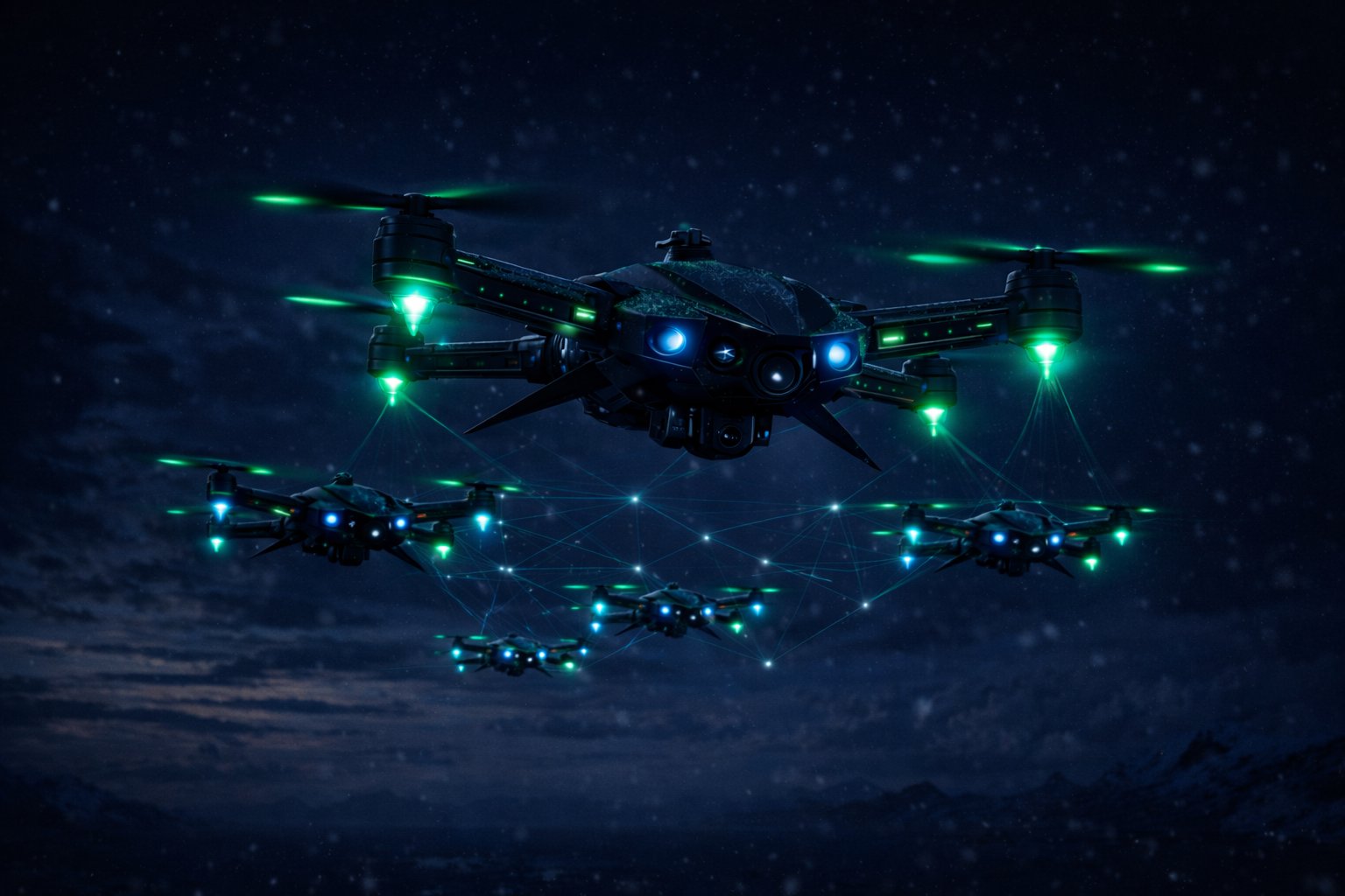 Fleet of autonomous ICARUS drones in coordinated swarm operation