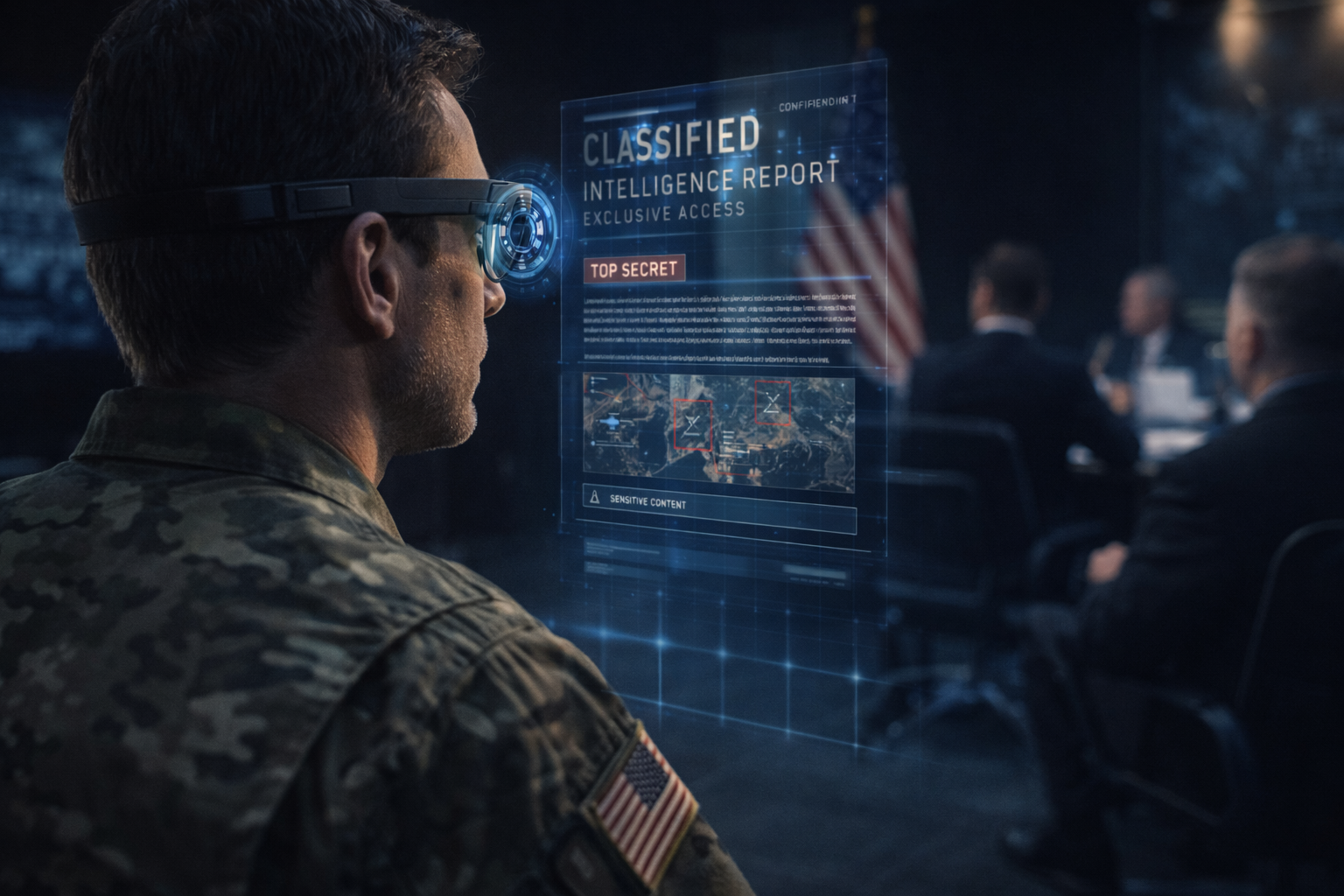SecureAR classified display AR glasses in secure briefing